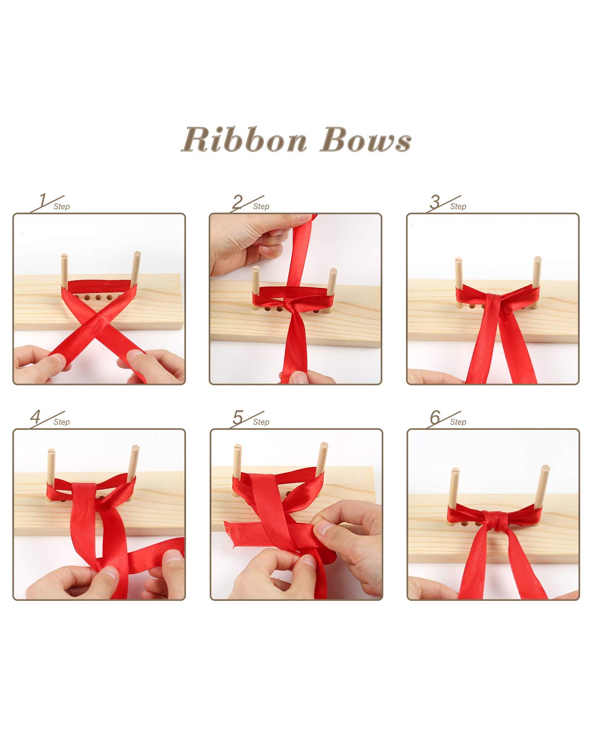 Ackitry Extended Bow Maker for Ribbon for Wreaths Wooden Ribbon Bow Maker  for Christmas Bows Hair Bows Corsages Various Crafts
